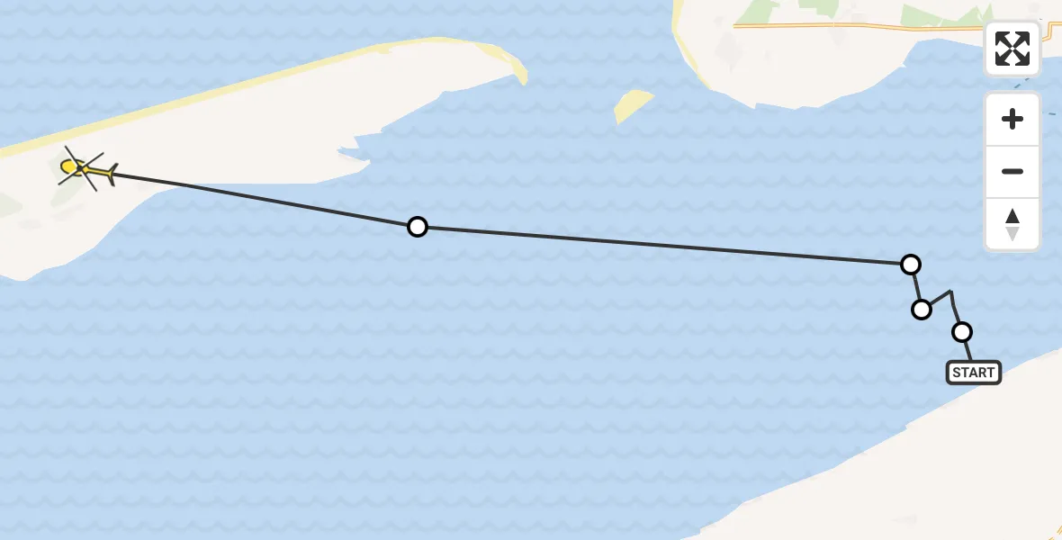 Routekaart van de vlucht: Ambulancehelikopter naar Oosterend