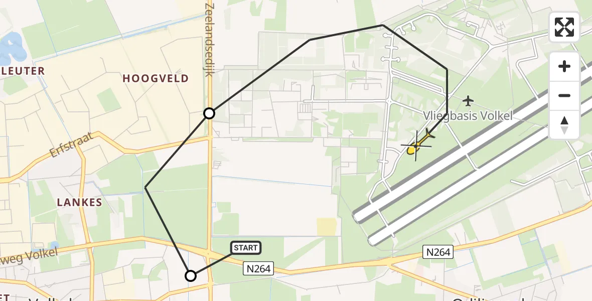 Routekaart van de vlucht: Lifeliner 3 naar Vliegbasis Volkel