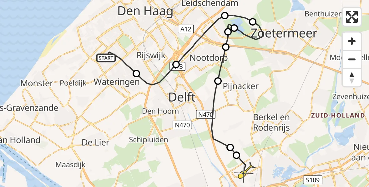 Routekaart van de vlucht: Lifeliner 2 naar Rotterdam The Hague Airport