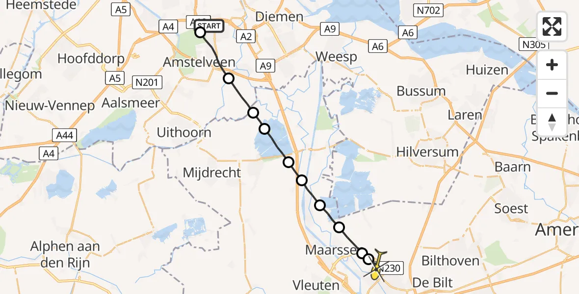 Routekaart van de vlucht: Lifeliner 1 naar Utrecht