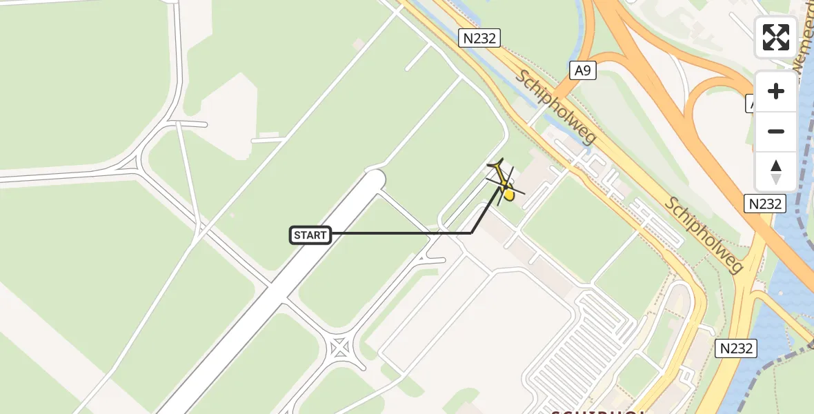 Vluchtroute Politiehelikopter van Schiphol naar Schiphol