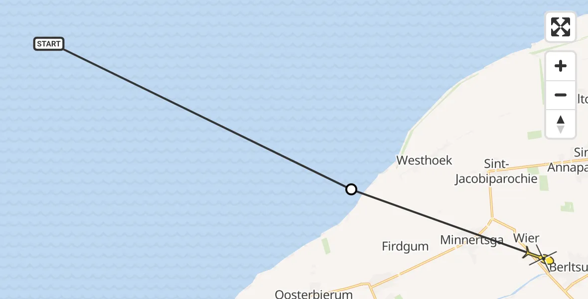 Routekaart van de vlucht: Ambulancehelikopter naar Wier