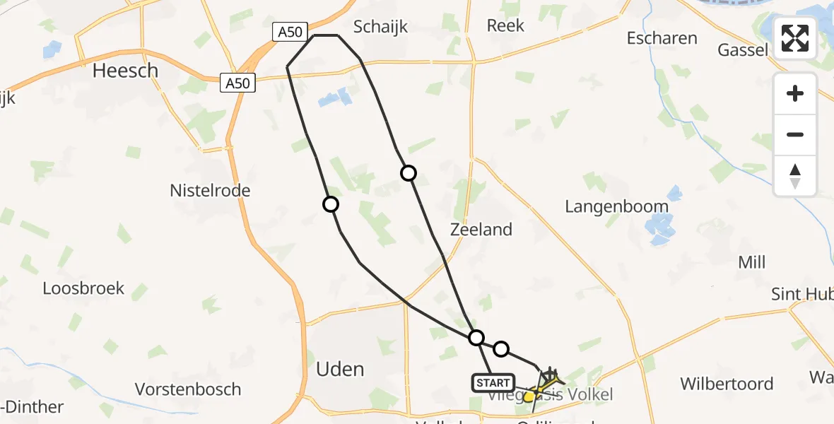 Routekaart van de vlucht: Lifeliner 3 naar Vliegbasis Volkel