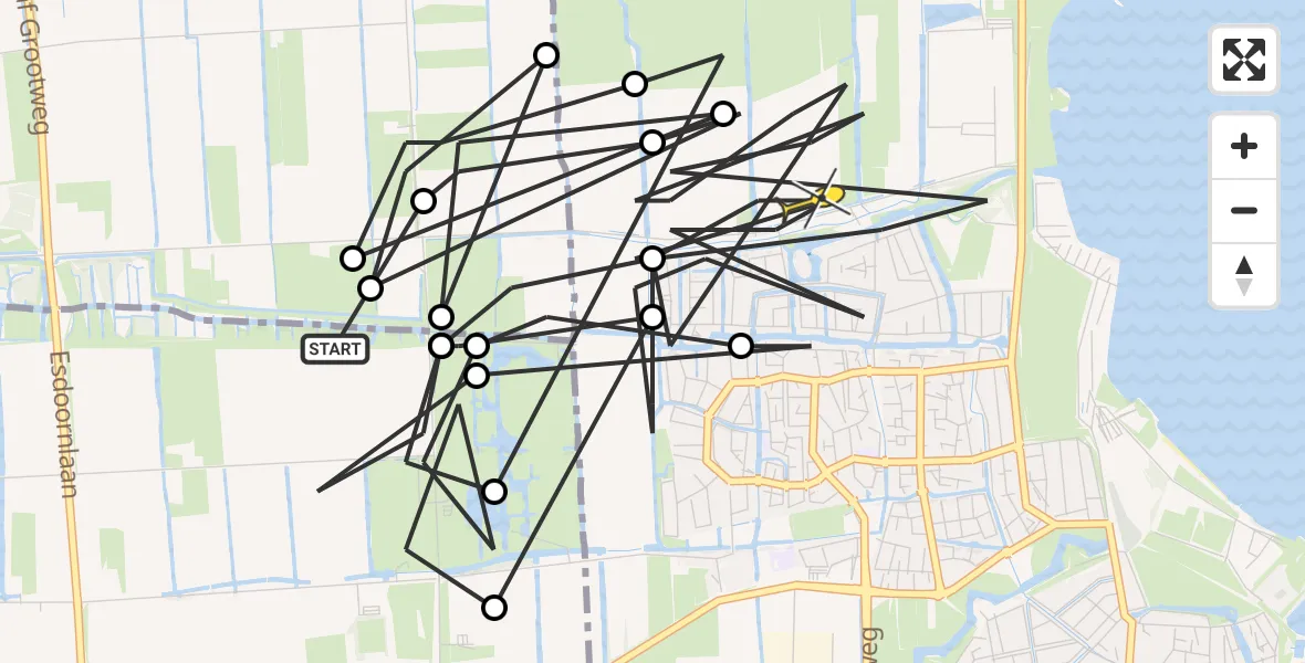 Routekaart van de vlucht: Politieheli naar Enkhuizen