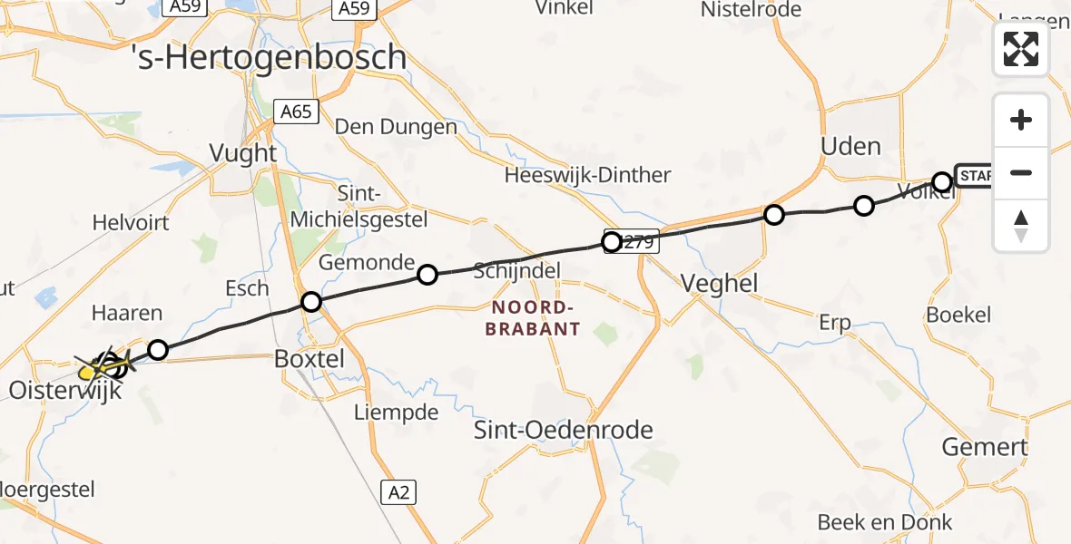 Routekaart van de vlucht: Lifeliner 3 naar Oisterwijk