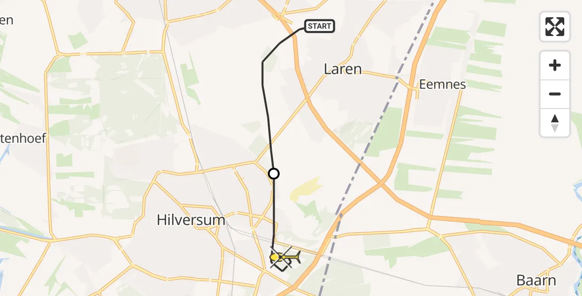 Routekaart van de vlucht: Lifeliner 1 naar Hilversum