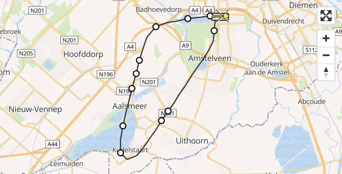 Routekaart van de vlucht: Lifeliner 1 naar VU Medisch Centrum Amsterdam