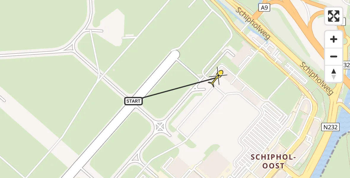 Vluchtroute Politiehelikopter van Schiphol naar Schiphol