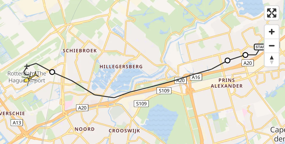 Routekaart van de vlucht: Lifeliner 2 naar Rotterdam The Hague Airport