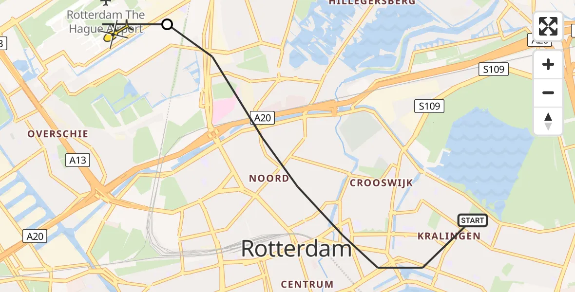 Routekaart van de vlucht: Lifeliner 2 naar Rotterdam The Hague Airport