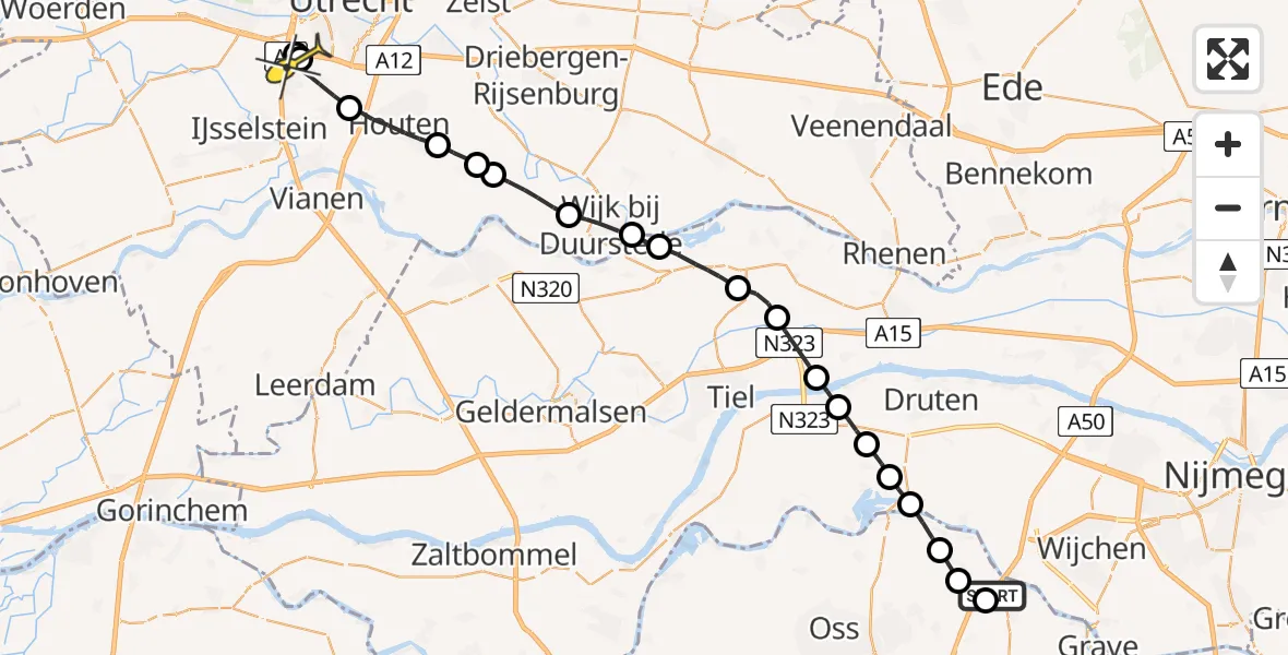 Routekaart van de vlucht: Lifeliner 1 naar Nieuwegein