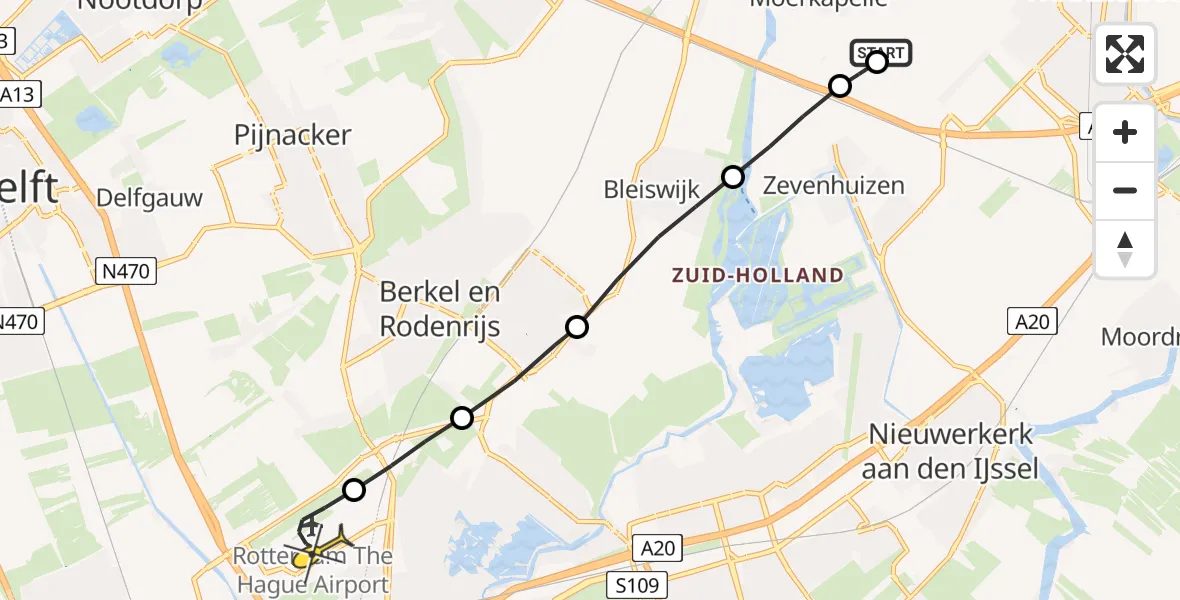 Routekaart van de vlucht: Lifeliner 2 naar Rotterdam The Hague Airport