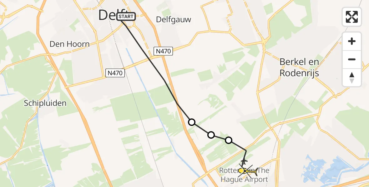 Routekaart van de vlucht: Lifeliner 2 naar Rotterdam The Hague Airport