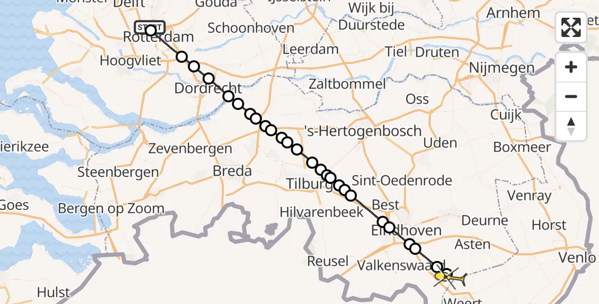 Routekaart van de vlucht: Lifeliner 2 naar Maarheeze