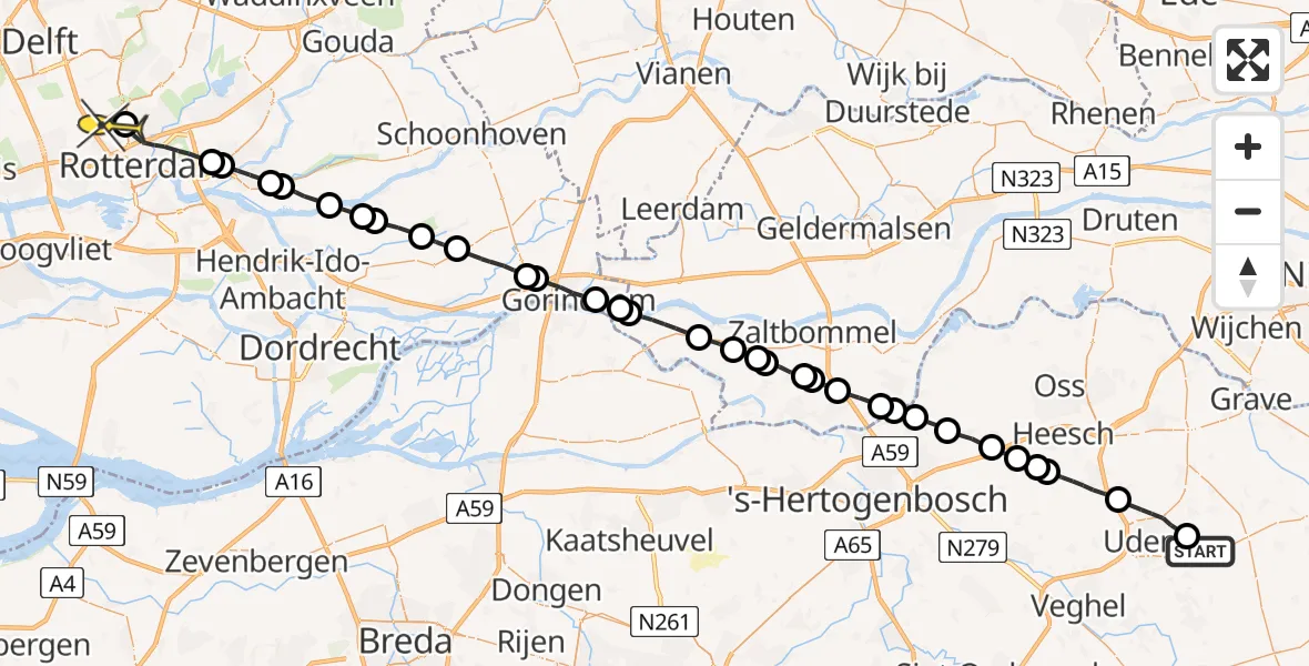 Routekaart van de vlucht: Lifeliner 2 naar Rotterdam The Hague Airport