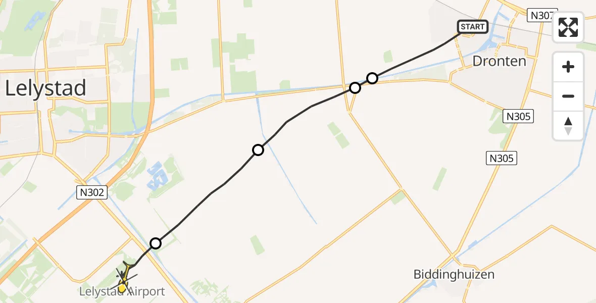 Routekaart van de vlucht: Lifeliner 1 naar Lelystad Airport