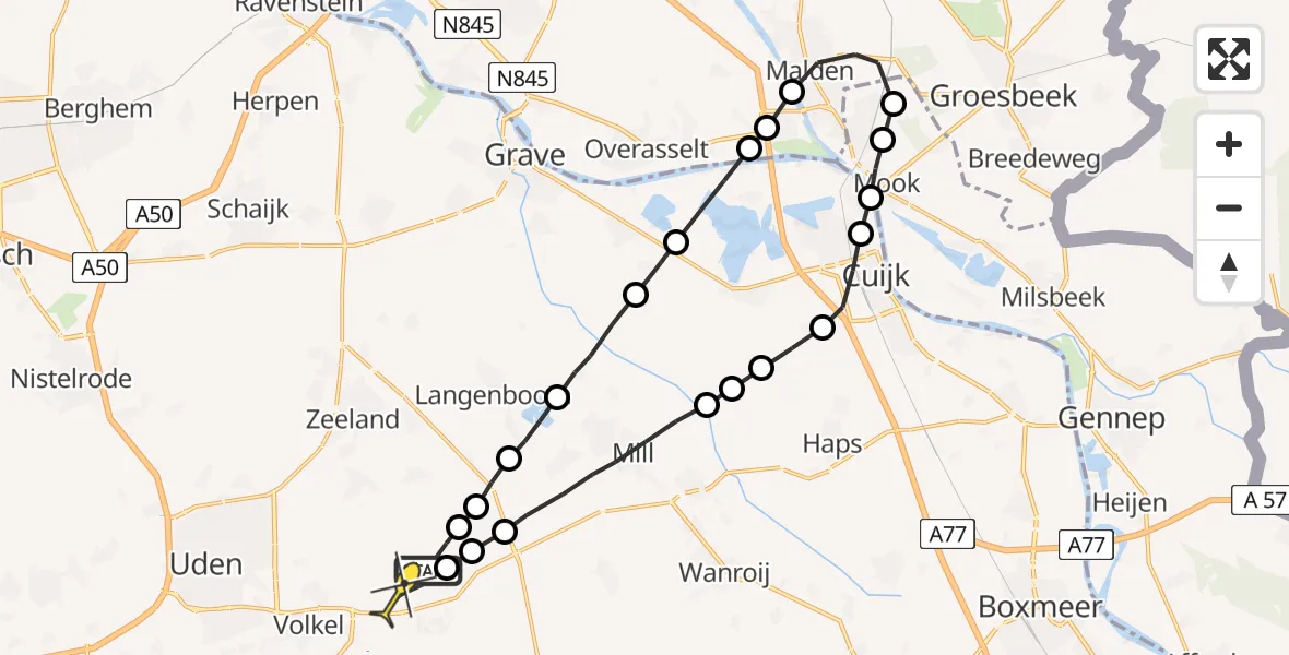 Routekaart van de vlucht: Lifeliner 3 naar Vliegbasis Volkel