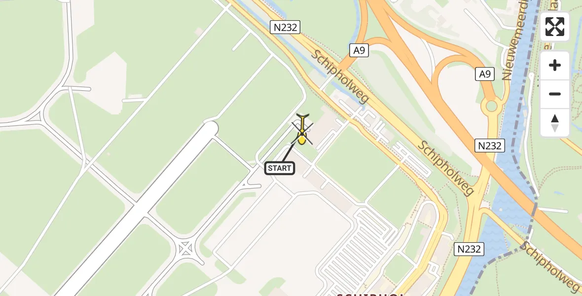 Vluchtroute Politiehelikopter van Schiphol naar Schiphol