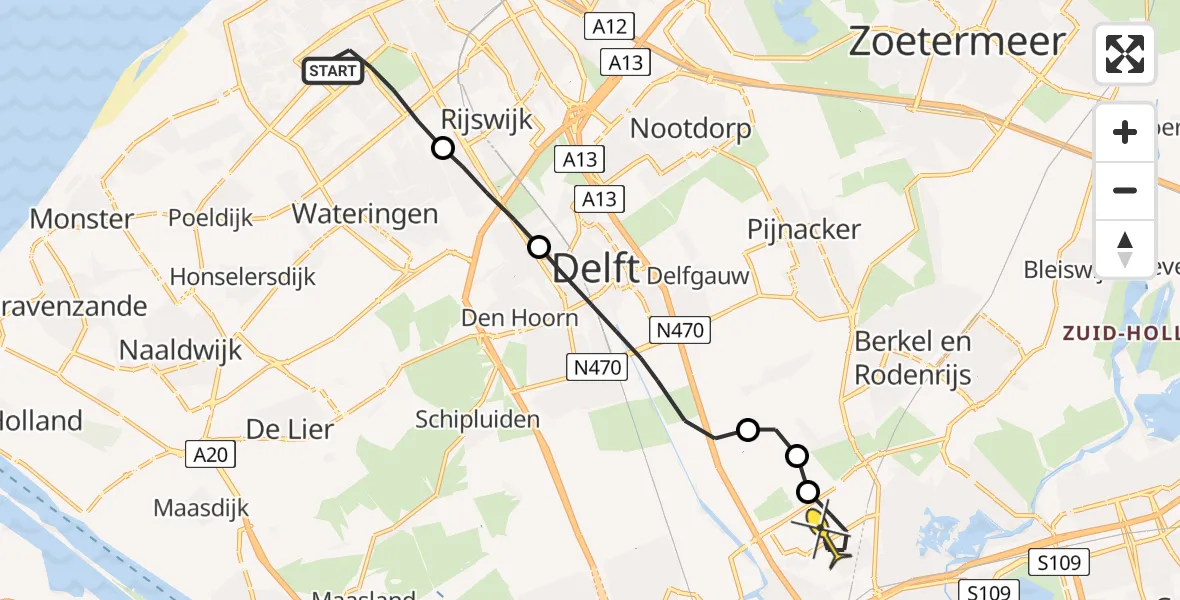 Routekaart van de vlucht: Lifeliner 2 naar Rotterdam The Hague Airport