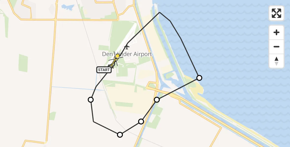 Vluchtroute Politiehelikopter van Vliegveld De Kooy naar Vliegveld De Kooy