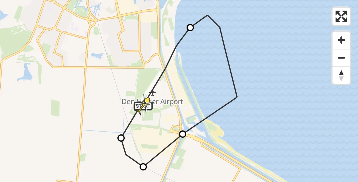 Routekaart van de vlucht: Politieheli naar Vliegveld De Kooy