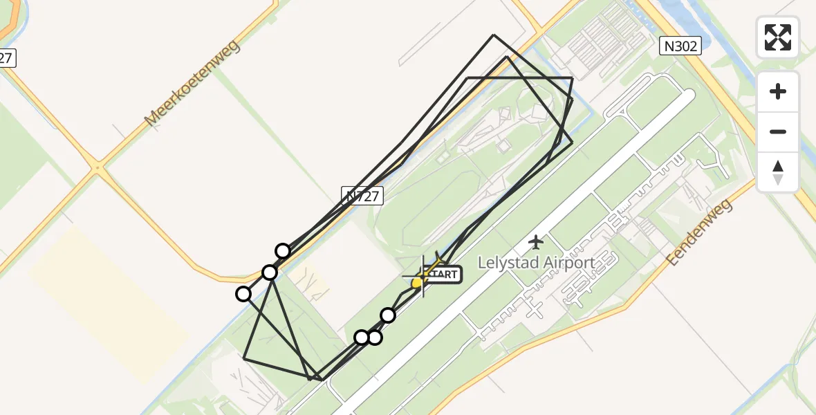 Routekaart van de vlucht: Traumaheli naar Lelystad Airport