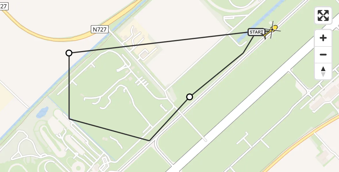 Vluchtroute Traumahelikopter van Lelystad Airport naar Lelystad Airport