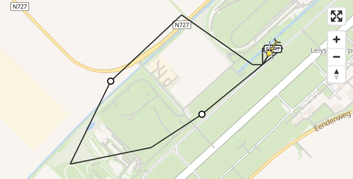 Routekaart van de vlucht: Traumaheli naar Lelystad Airport