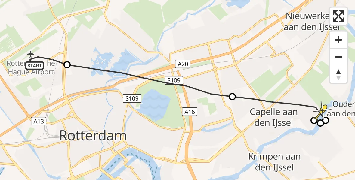 Routekaart van de vlucht: Lifeliner 2 naar Capelle aan den IJssel