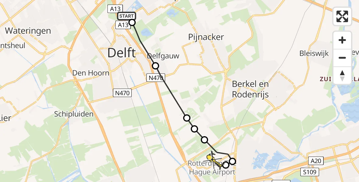 Routekaart van de vlucht: Lifeliner 2 naar Rotterdam The Hague Airport