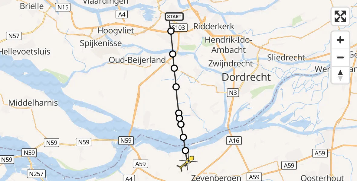 Routekaart van de vlucht: Lifeliner 2 naar Klundert