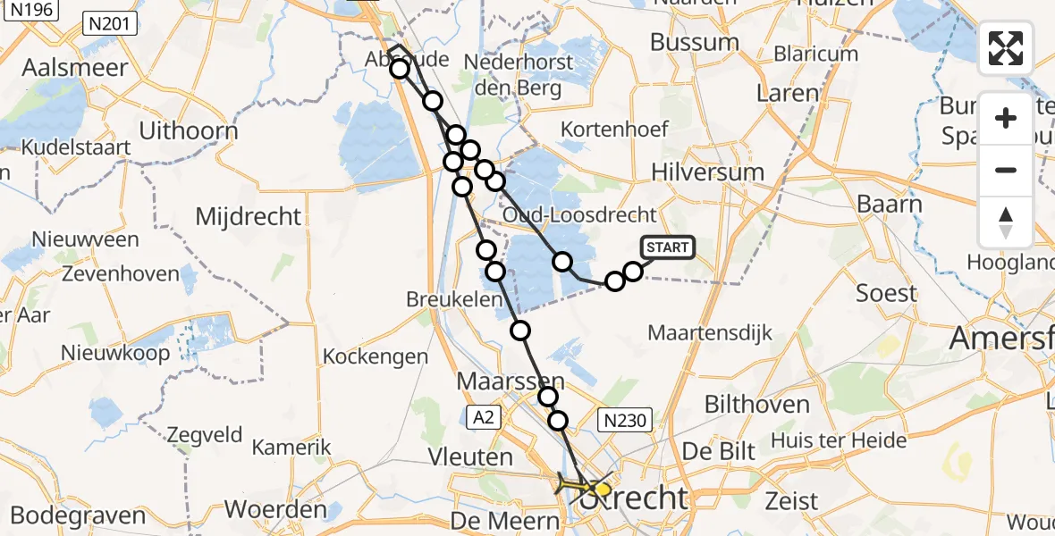 Routekaart van de vlucht: Lifeliner 1 naar Utrecht