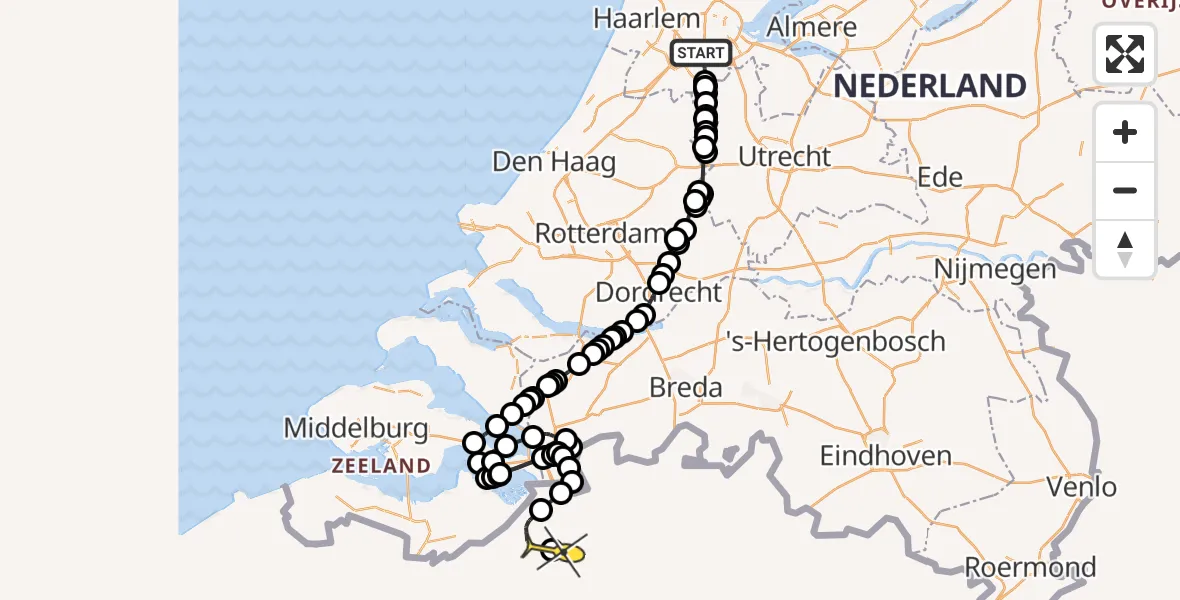 Routekaart van de vlucht: Politieheli naar Zwijndrecht