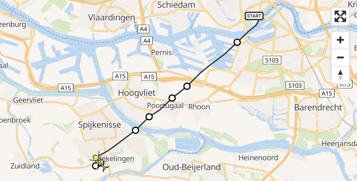 Routekaart van de vlucht: Lifeliner 2 naar Spijkenisse