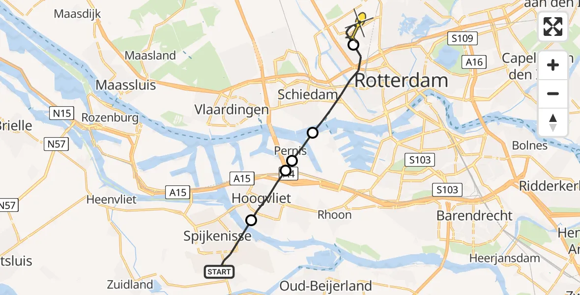 Routekaart van de vlucht: Lifeliner 2 naar Rotterdam The Hague Airport