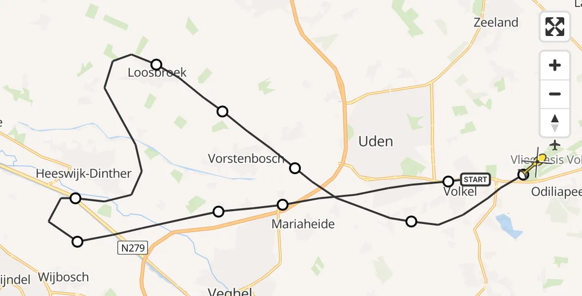 Routekaart van de vlucht: Lifeliner 3 naar Vliegbasis Volkel