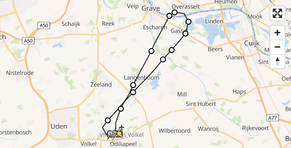 Routekaart van de vlucht: Lifeliner 3 naar Vliegbasis Volkel