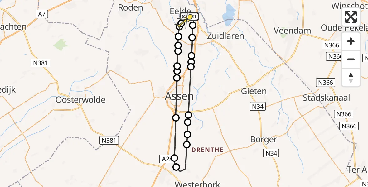 Routekaart van de vlucht: Lifeliner 4 naar Groningen Airport Eelde