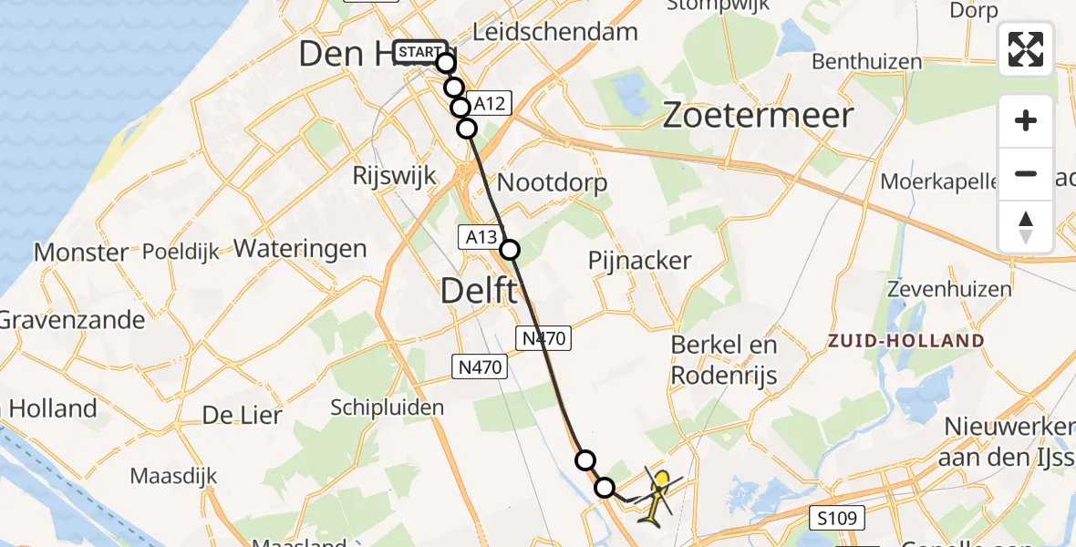 Routekaart van de vlucht: Lifeliner 2 naar Rotterdam The Hague Airport