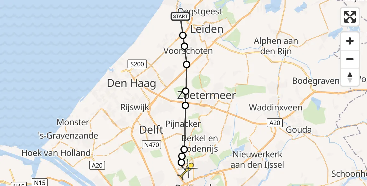 Routekaart van de vlucht: Lifeliner 2 naar Rotterdam The Hague Airport