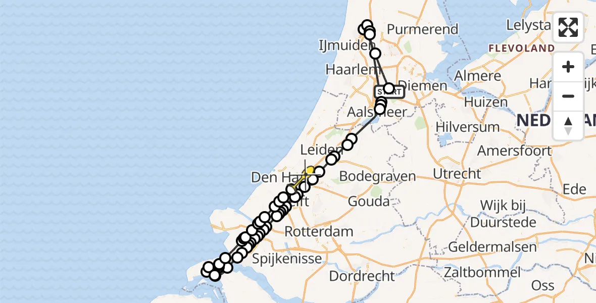 Routekaart van de vlucht: Politieheli naar Leidschendam