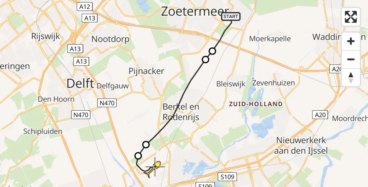 Routekaart van de vlucht: Lifeliner 2 naar Rotterdam The Hague Airport