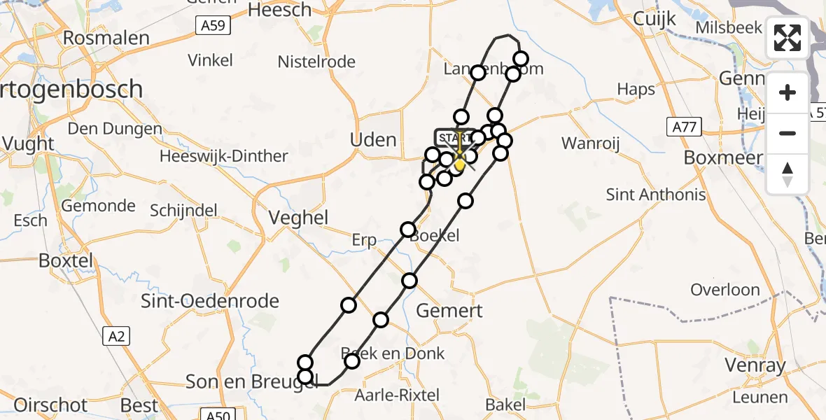 Routekaart van de vlucht: Lifeliner 3 naar Vliegbasis Volkel