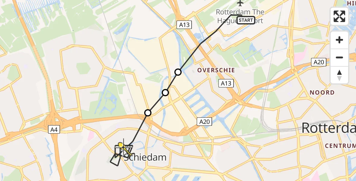 Routekaart van de vlucht: Lifeliner 2 naar Schiedam