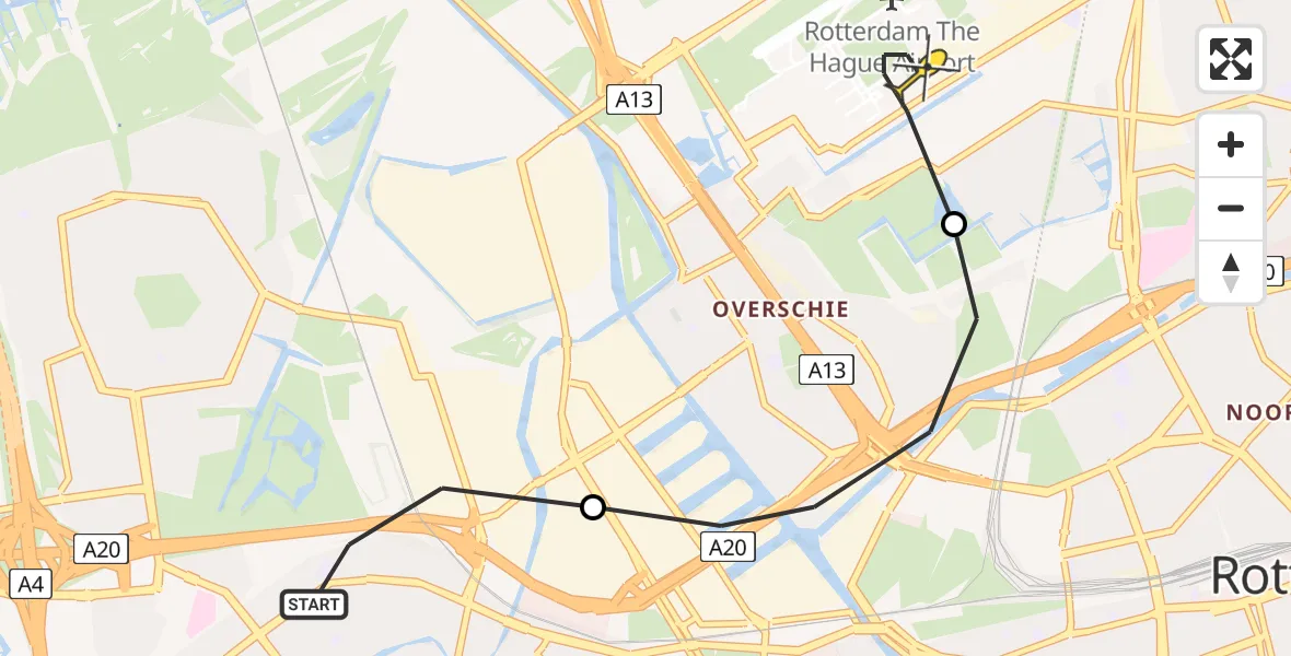 Routekaart van de vlucht: Lifeliner 2 naar Rotterdam The Hague Airport