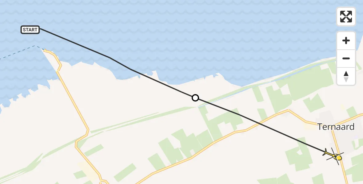 Routekaart van de vlucht: Ambulancehelikopter naar Ternaard