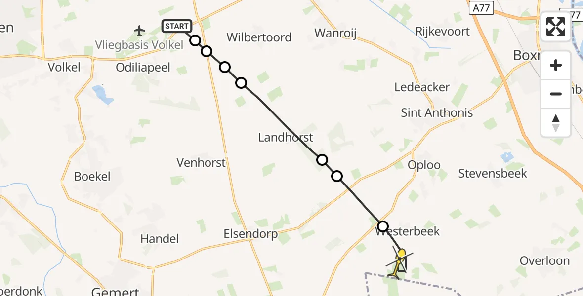 Routekaart van de vlucht: Lifeliner 3 naar Westerbeek