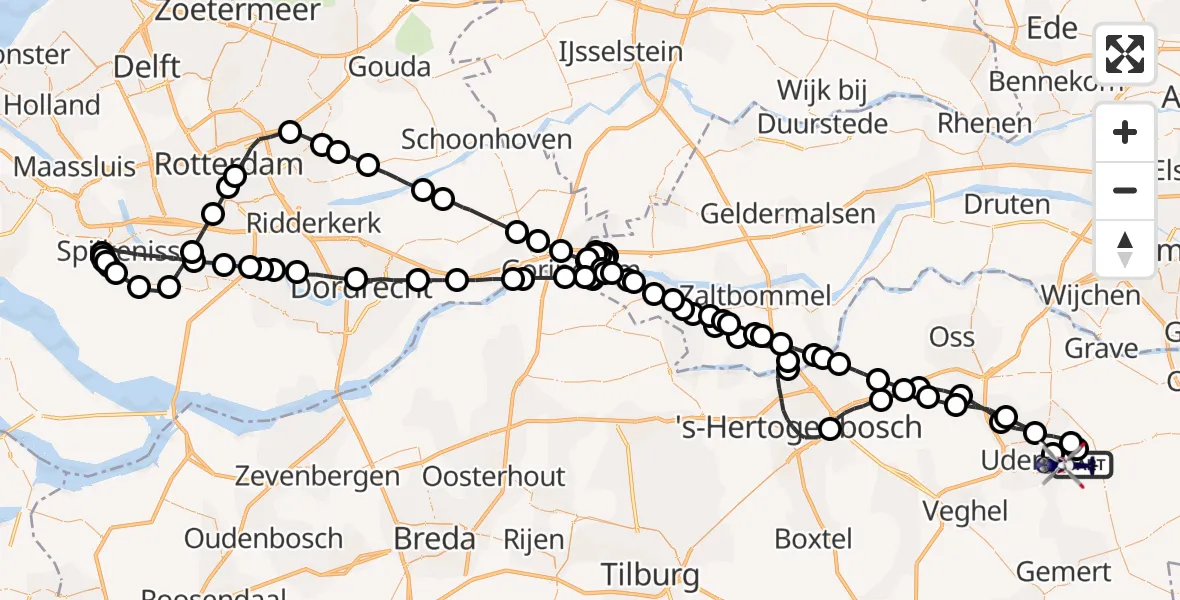 Vluchtroute Politiehelikopter Vliegbasis Volkel - Vliegbasis Volkel, 13 mei 2023, 14:30