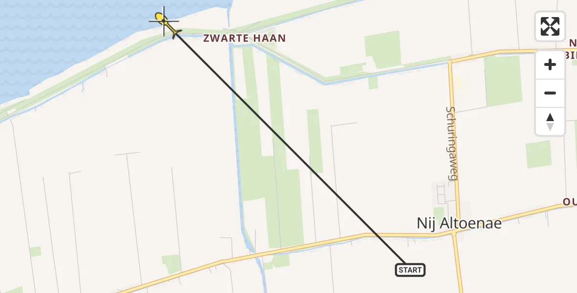 Routekaart van de vlucht: Ambulancehelikopter naar St.-Annaparochie