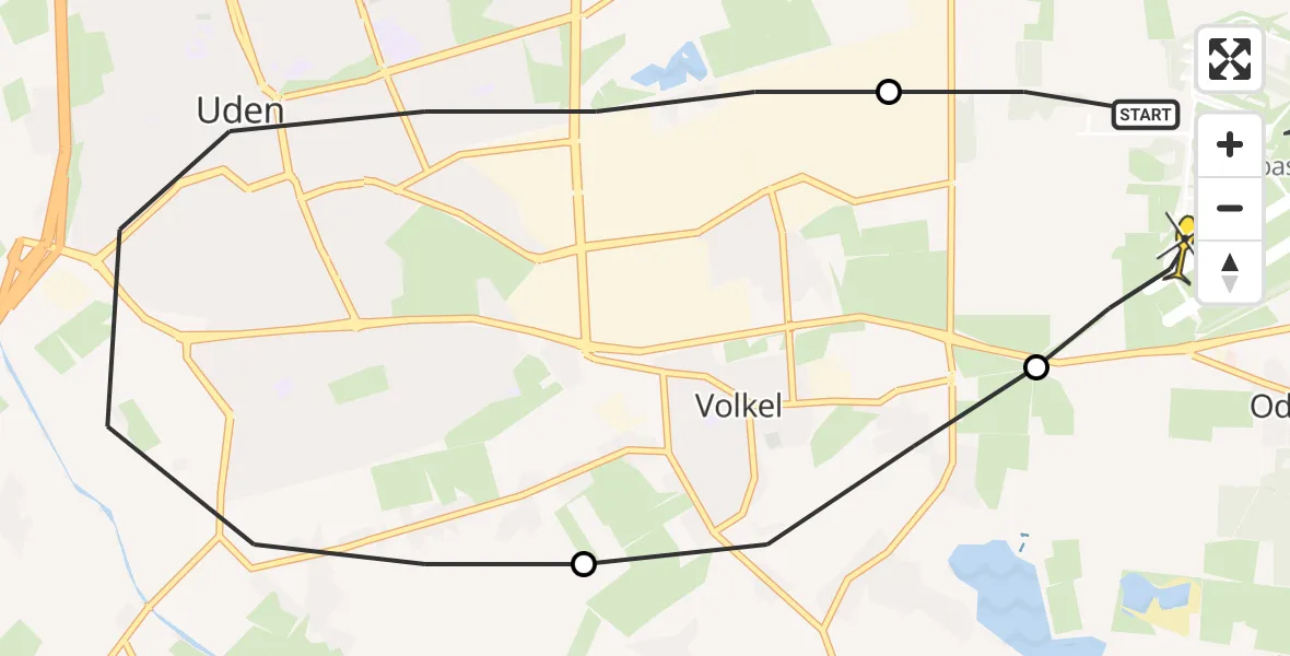 Routekaart van de vlucht: Lifeliner 3 naar Vliegbasis Volkel